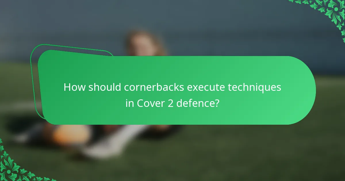 How should cornerbacks execute techniques in Cover 2 defence?