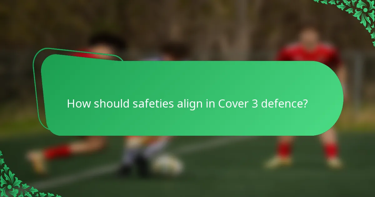 How should safeties align in Cover 3 defence?