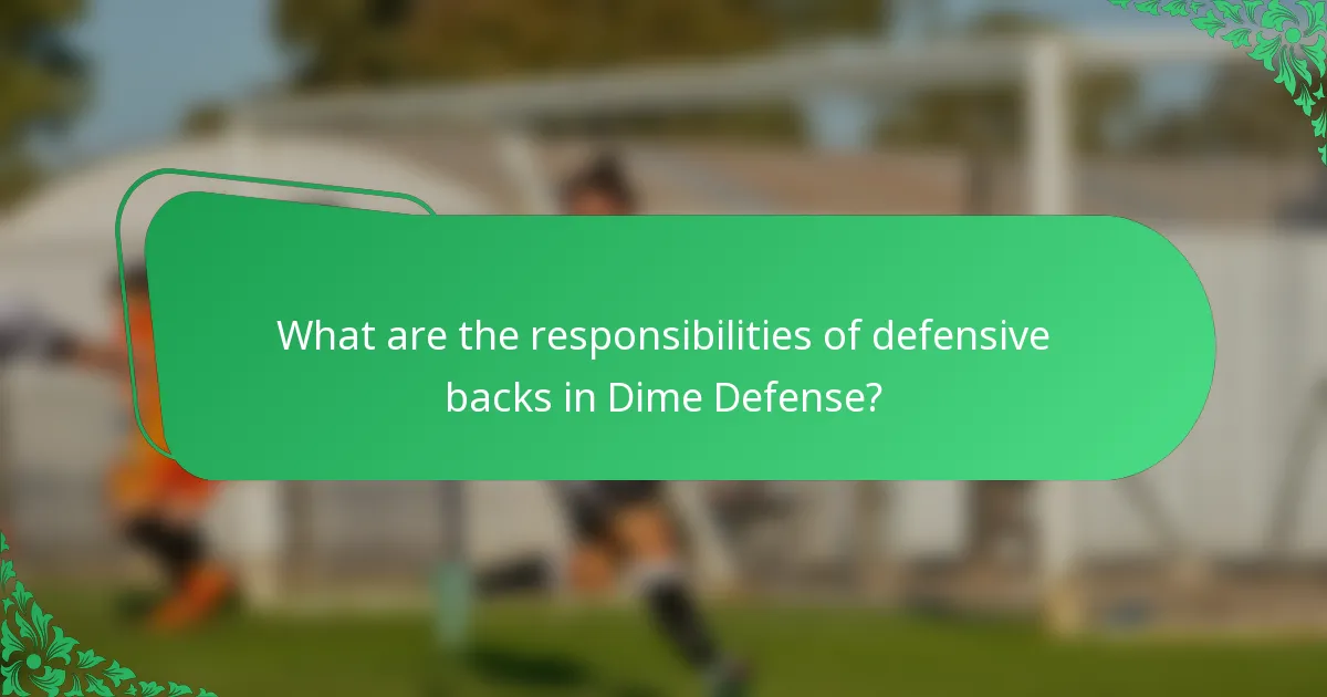 What are the responsibilities of defensive backs in Dime Defense?